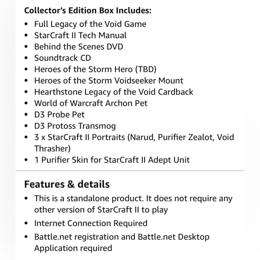 StarCraft 2 Legacy of the Void Blizzard Entertainment Collector’s Edition NEW
